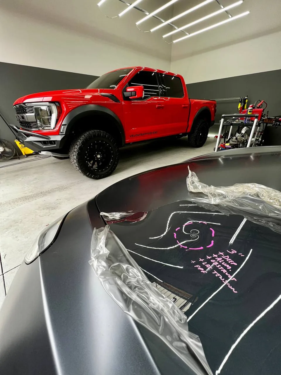 Ford Raptor at the Dent Evo shop in Upland, California