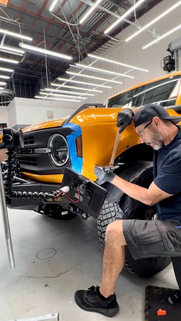 Paintless dent repair on a Ford Bronco in Upland, California